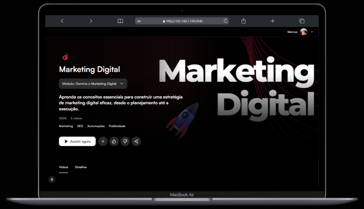 Área do aluno personalizável: